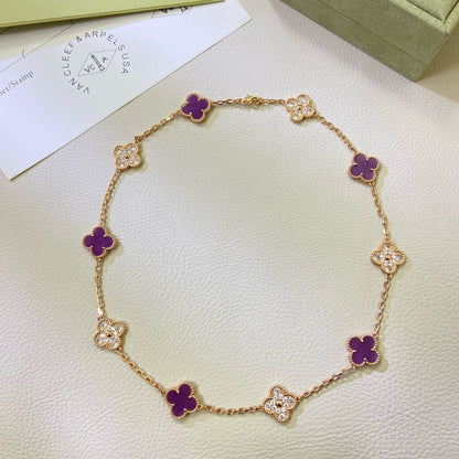[Camiery]CLOVER 10 MOTIFS  PURPLE VIOLET DIAMOND NECKLACE