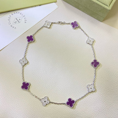 [Camiery]CLOVER 10 MOTIFS  PURPLE VIOLET DIAMOND NECKLACE