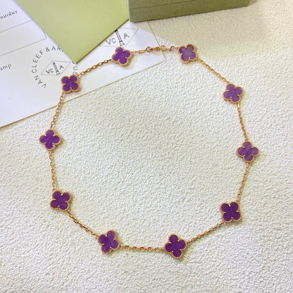 [Camiery]CLOVER 10 MOTIFS  PURPLE VIOLET  NECKLACE