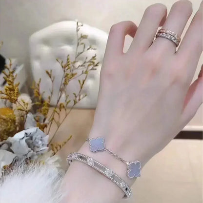 [Camiery] CLOVER 5 MOTIF PURPLE CHALCEDONY BRACELET COLLECTION