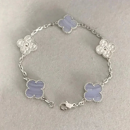 [Camiery] CLOVER 5 MOTIF PURPLE CHALCEDONY BRACELET COLLECTION