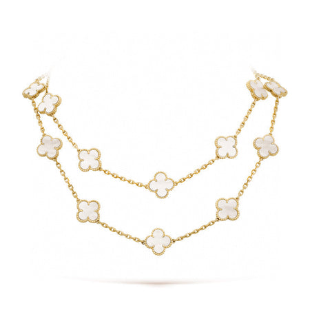 [Camiery]CLOVER 20 MOTIFS WHITE MOP NECKLACE