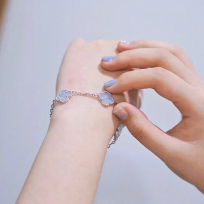 [Camiery] CLOVER 5 MOTIF PURPLE CHALCEDONY BRACELET COLLECTION