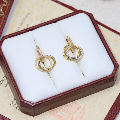 [Camiery] TRINITY HALF DIAMOND  EARRINGS
