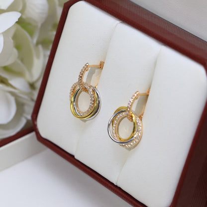 [Camiery] TRINITY HALF DIAMOND  EARRINGS