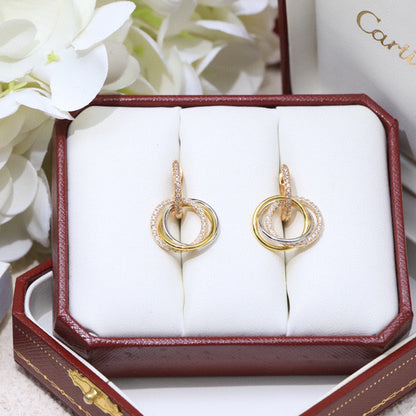 [Camiery] TRINITY HALF DIAMOND  EARRINGS