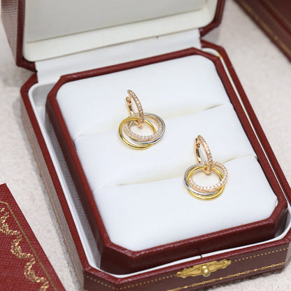 [Camiery] TRINITY HALF DIAMOND  EARRINGS
