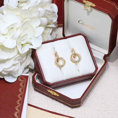[Camiery] TRINITY HALF DIAMOND  EARRINGS