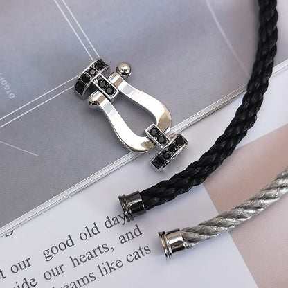 [Camiery]FORCE LARGE HORSESHOE BLACK DIAMOND BRACELET SILVER