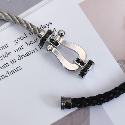 [Camiery]FORCE LARGE HORSESHOE BLACK DIAMOND BRACELET SILVER