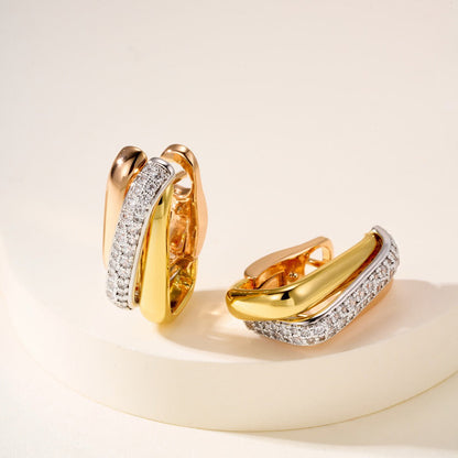 [Camiery] TRINITY HALF DIAMOND  CUSHION EARRINGS