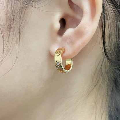 [Camiery] LOVE EARRINGS 5.7MM 2 DIAMONDS