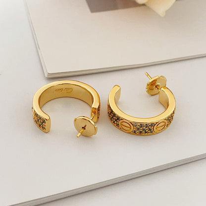 [Camiery] LOVE 5.5MM DIAMOND PAVED EARRINGS