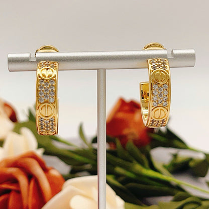 [Camiery] LOVE 5.5MM DIAMOND PAVED EARRINGS
