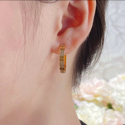 [Camiery] LOVE EARRINGS 3.6MM DIAMOND PAVED