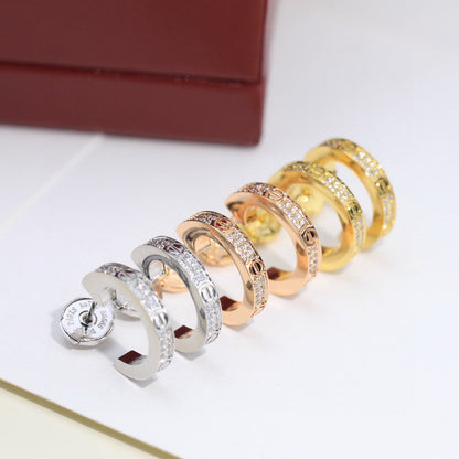 [Camiery] LOVE 5.5MM DIAMOND PAVED EARRINGS