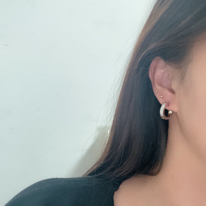 [Camiery] LOVE 5.5MM DIAMOND PAVED EARRINGS
