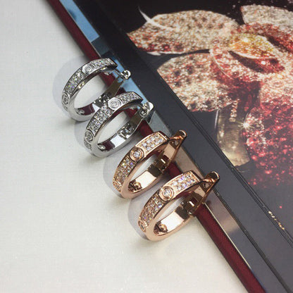 [Camiery] LOVE 5.5MM DIAMOND PAVED EARRINGS