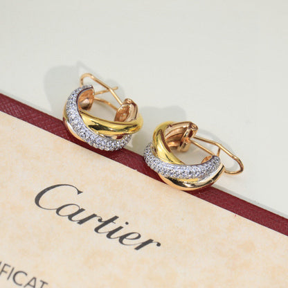 [Camiery] TRINITY HALF DIAMOND  CLASSIC EARRINGS