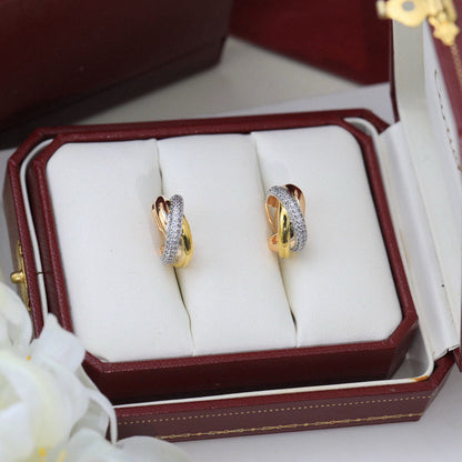 [Camiery] TRINITY HALF DIAMOND  CLASSIC EARRINGS