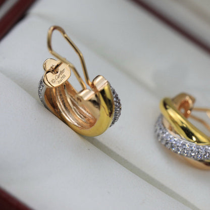 [Camiery] TRINITY HALF DIAMOND  CLASSIC EARRINGS