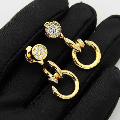 [Camiery] JUSTE HALF DIAMOND DOUBLE EARRINGS