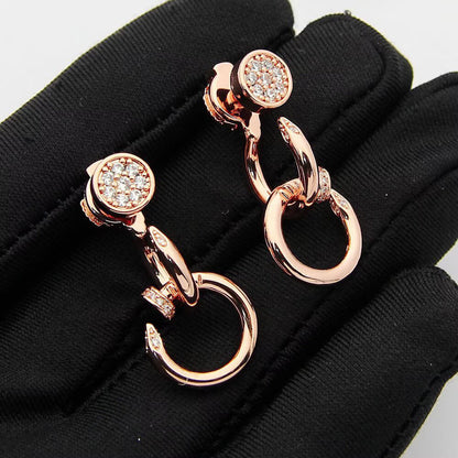 [Camiery] JUSTE HALF DIAMOND DOUBLE EARRINGS