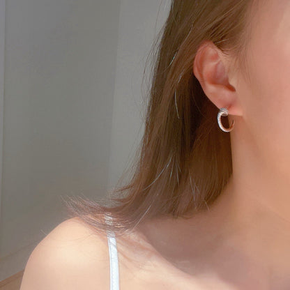[Camiery] JUSTE FULL DIAMOND DOUBLE EARRINGS