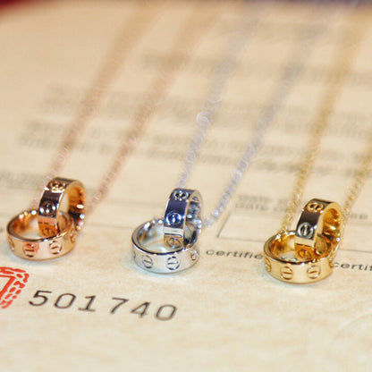 [Camiery] LOVE DOUBLE RING NECKLACE