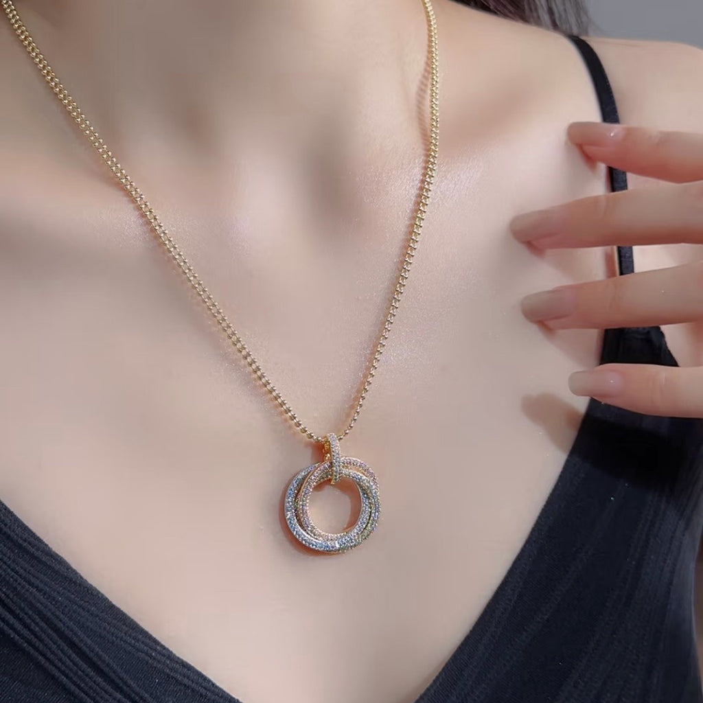[Camiery] TRINITY LARGE FULL DIAMOND  NECKLACE