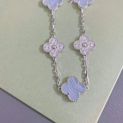 [Camiery] CLOVER 5 MOTIF PURPLE CHALCEDONY BRACELET COLLECTION