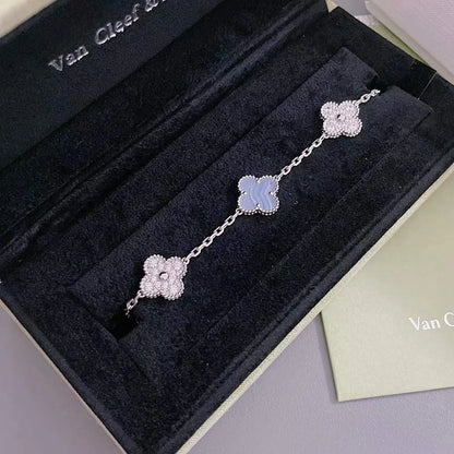 [Camiery] CLOVER 5 MOTIF PURPLE CHALCEDONY BRACELET COLLECTION