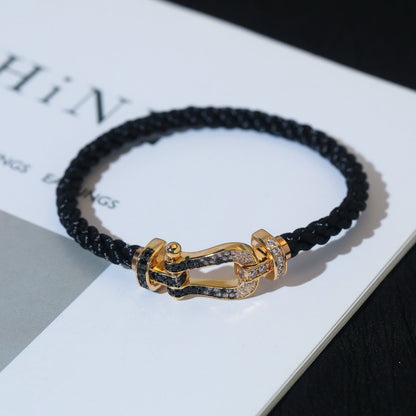 [Camiery]FORCE LARGE HORSESHOE BLACK WHITE DIAMOND BRACELET SILVER