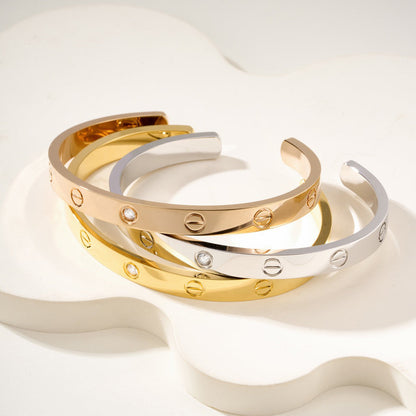 [Camiery] LOVE BRACELET 6.1MM 1 DIAMOND OPEN CUFF