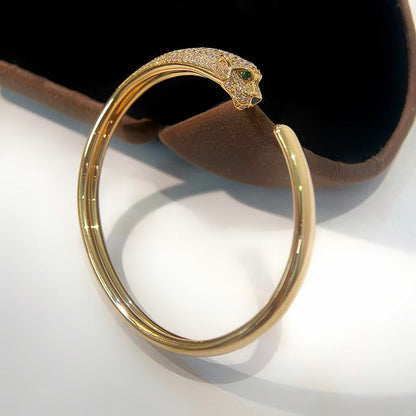 [Camiery] PANTHERE HALF DIAMOND OPEN BRACELET