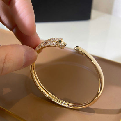 [Camiery] PANTHERE HALF DIAMOND OPEN BRACELET