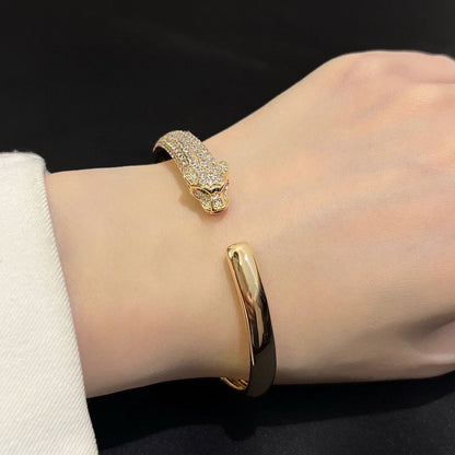 [Camiery] PANTHERE HALF DIAMOND OPEN BRACELET