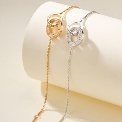 [Camiery] LOVE DOUBLE RING FULL DIAMOND BRACELET