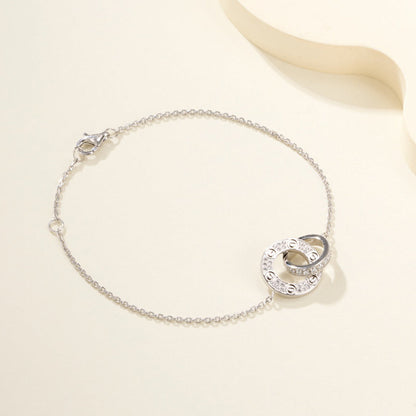 [Camiery] LOVE DOUBLE RING FULL DIAMOND BRACELET