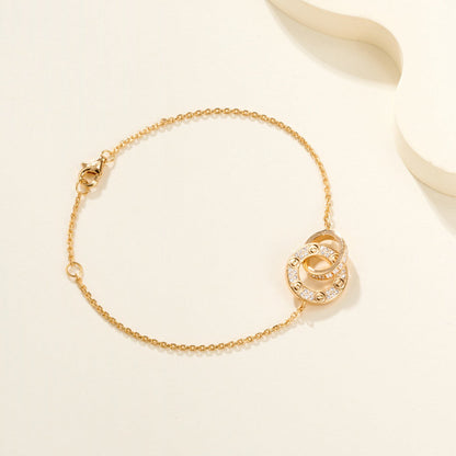 [Camiery] LOVE DOUBLE RING FULL DIAMOND BRACELET