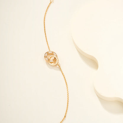 [Camiery] LOVE DOUBLE RING FULL DIAMOND BRACELET