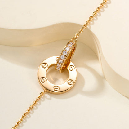 [Camiery] LOVE DOUBLE RING FULL DIAMOND BRACELET