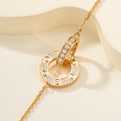 [Camiery] LOVE DOUBLE RING FULL DIAMOND BRACELET