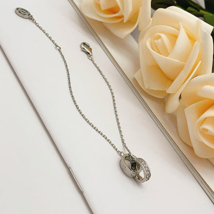 [Camiery] LOVE DOUBLE RING HALF DIAMOND BRACELET