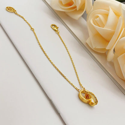 [Camiery] LOVE DOUBLE RING HALF DIAMOND BRACELET