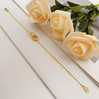 [Camiery] LOVE DOUBLE RING HALF DIAMOND BRACELET