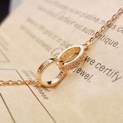 [Camiery] LOVE DOUBLE RING HALF DIAMOND BRACELET