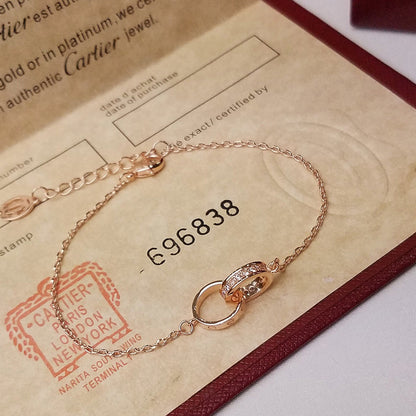 [Camiery] LOVE DOUBLE RING HALF DIAMOND BRACELET