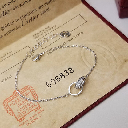 [Camiery] LOVE DOUBLE RING HALF DIAMOND BRACELET