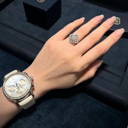[Camiery]LOOP RING FULL MOTIF DIAMOND 16MM SILVE